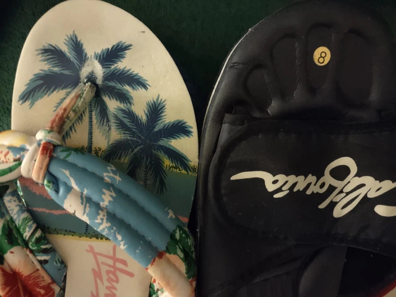 Lot 3, Sz 8 & 7 Rubber & Plastic Water Resistant,Slip On Lightwt Beach Slippers