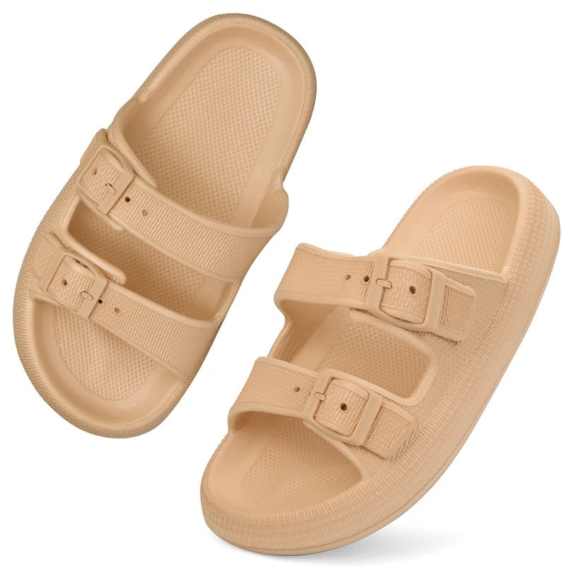 Cloud Slides for Women Men EVA Sandals Thick Sole Adjustable Buckles Slippers