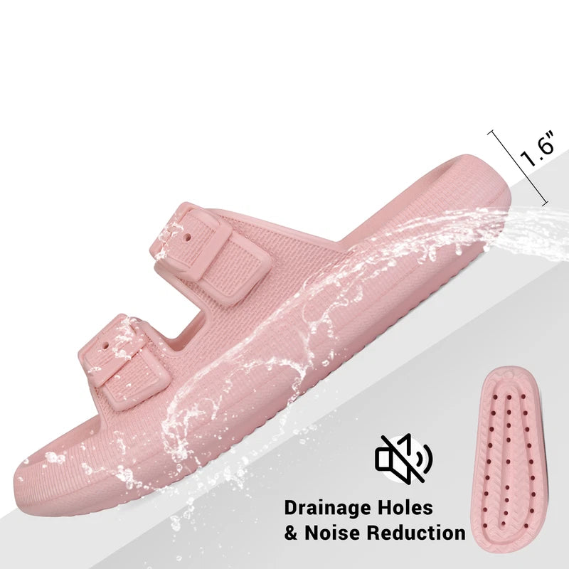 Cloud Slides for Women Men EVA Sandals Thick Sole Adjustable Buckles Slippers