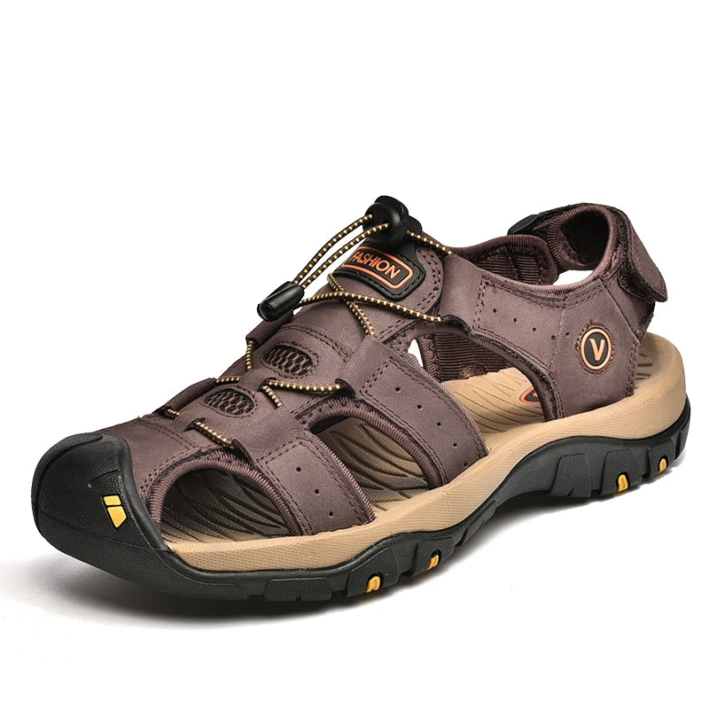 Genuine Leather Men's Shoes Summer Sandals Fashion Outdoor Beach Slippers