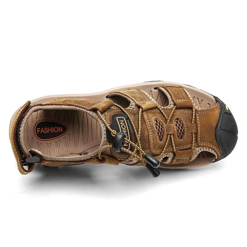 Summer Men's Sandals Breathable Casual Shoes Leather Outdoor Beach Slippers