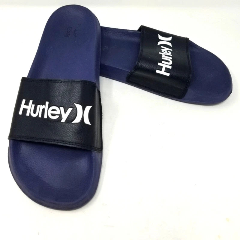 Hurley Men's Navy Black Flip Flops Sliper Slides Beach Shoes Comfortable Size 12