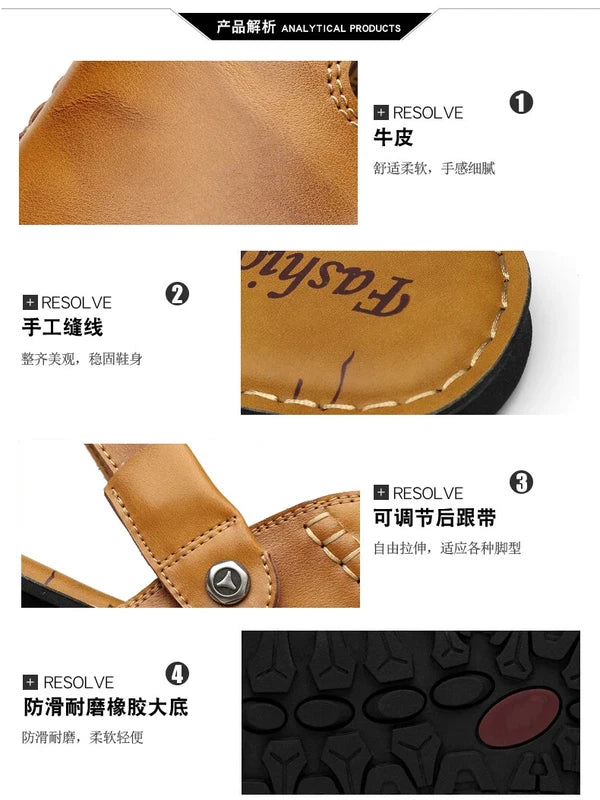 Men's Sandals Summer Breathable Beach Slippers Outdoor Sandals Flat Casual Shoes