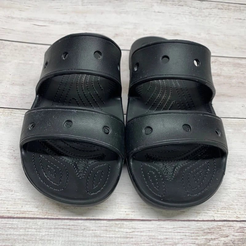 Crocs Sandals Mens Size 9 Womens 11 Black Two Strap Slide Beach Pool Shoes