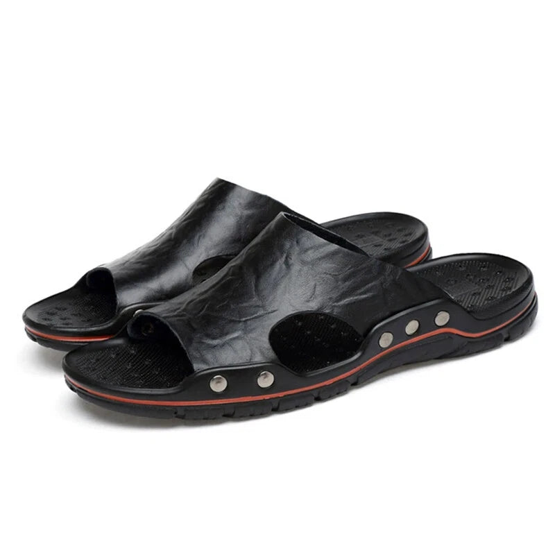 Men's Slippers Summer Outside Leather Sandals Big Size 39-48 Beach Slippers