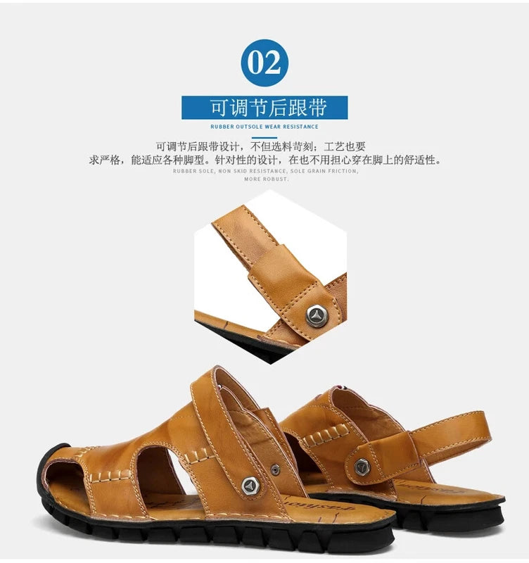 Men's Sandals Summer Breathable Beach Slippers Outdoor Sandals Flat Casual Shoes