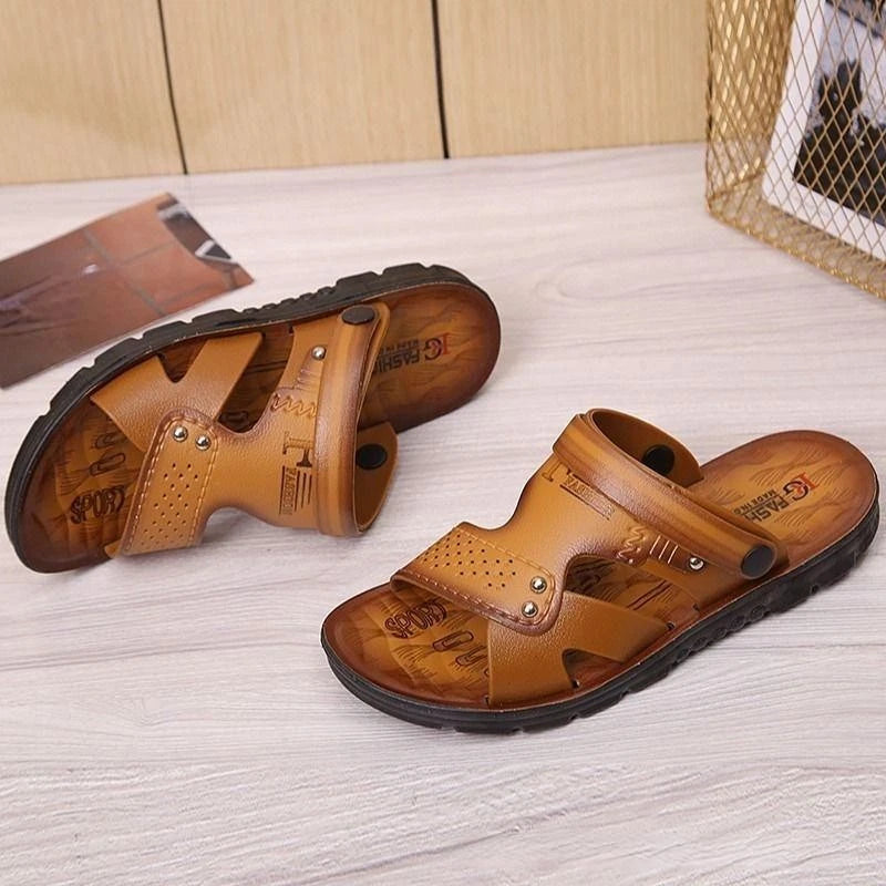 Mens Sport Closed Toe Sandals Summer Leather Shoes Beach Fisherman Flat Slippers