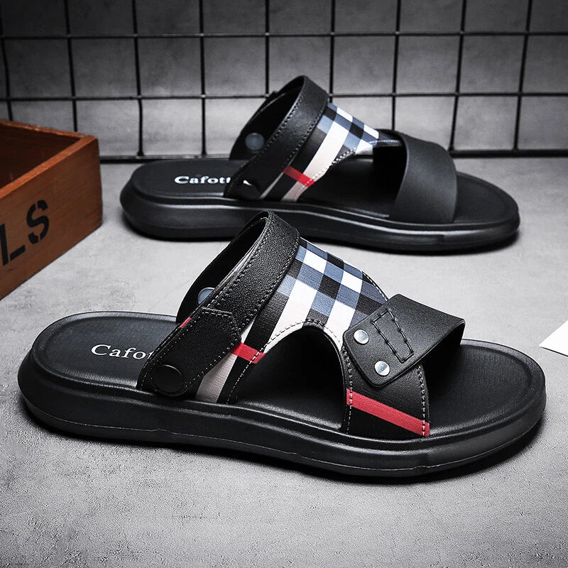 Men Summer Genuine Leather Sandals Casual Sports Beach Shoes Soft Home Slippers