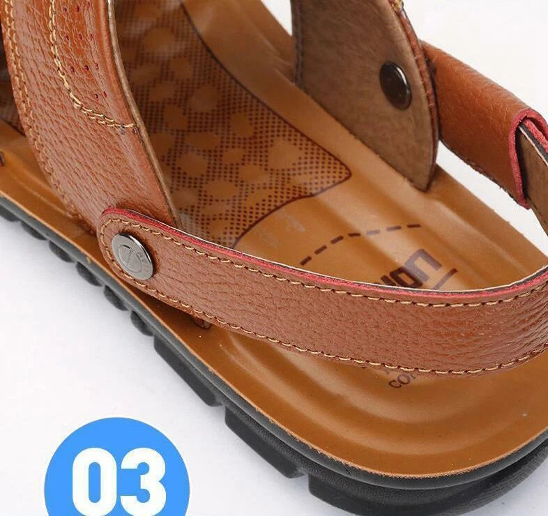 Men's Leather Sandal Fisherman Handmade Beach Slippers Flat Summer Shoes Outdoor