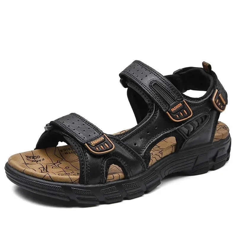 2025 New Genuine Leather Men's Sandals Summer Outdoor Non-slip Hiking