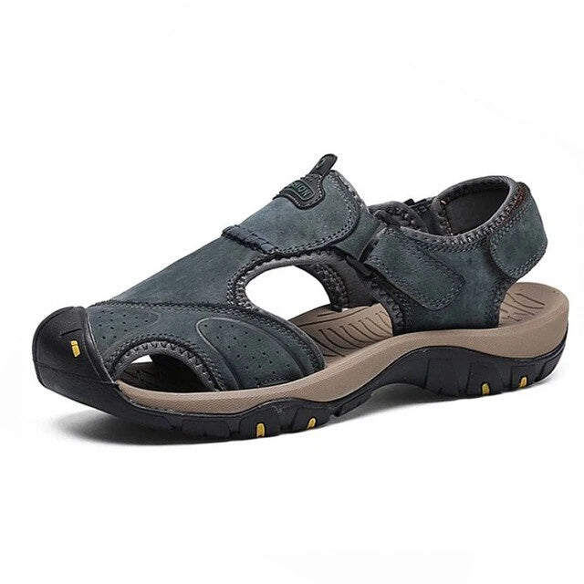 Summer Men's Sandals Breathable Casual Shoes Leather Outdoor Beach Slippers