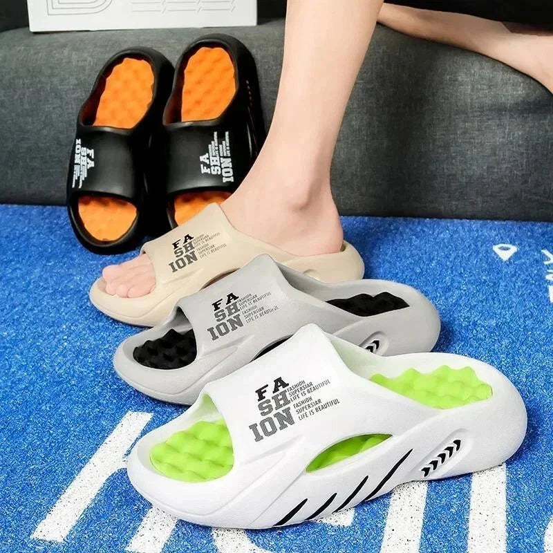 2024 Summer Men Massage Slippers Sides Indoor Outdoor Sandals Beach Casual Shoes