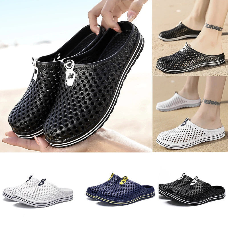 Men Women Breathable Slippers Closed Toe Hollow Out Beach Garden Slides Sandals
