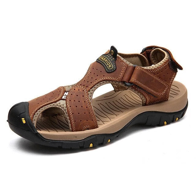 Summer Men's Sandals Breathable Casual Shoes Leather Outdoor Beach Slippers