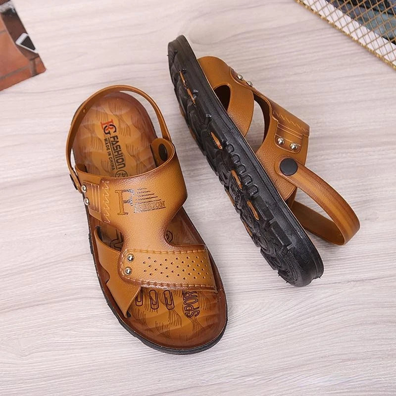 Mens Sport Closed Toe Sandals Summer Leather Shoes Beach Fisherman Flat Slippers