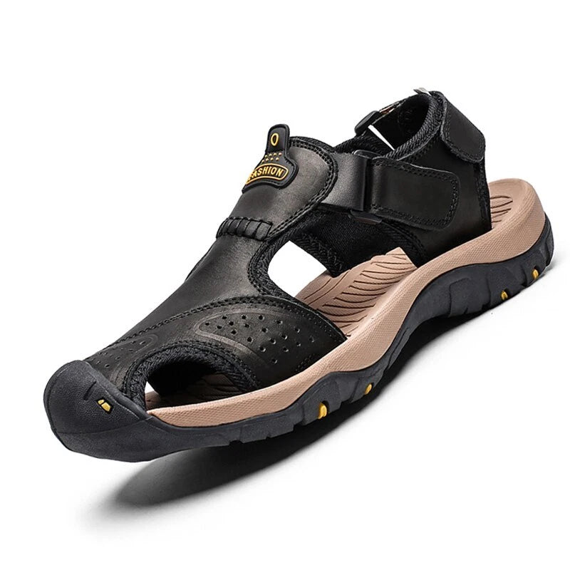 Men's Sandals Summer Leather Beach Slippers Non-slip Platform Sneakers