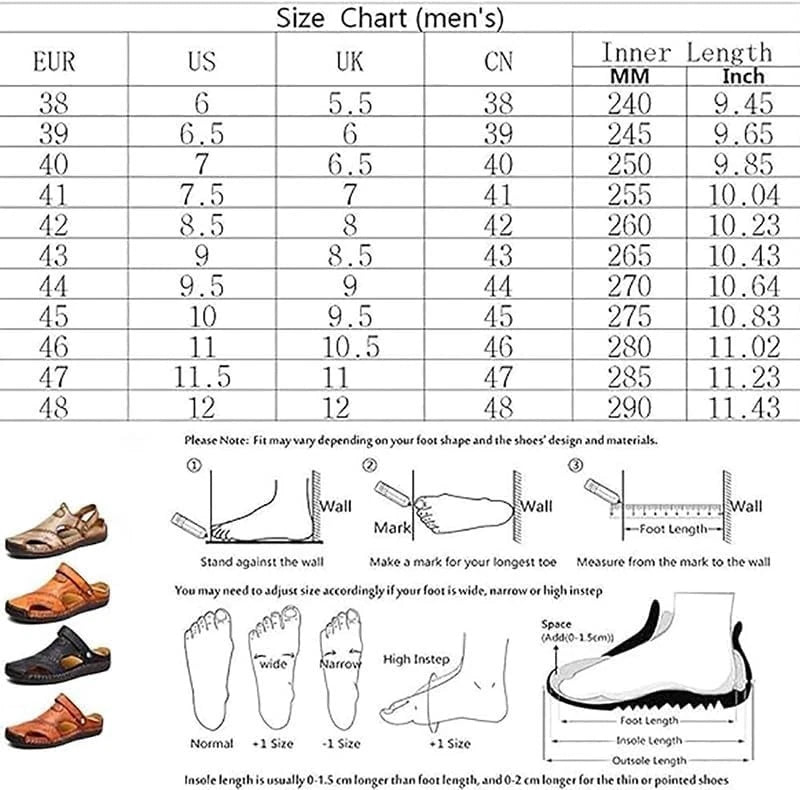 Mens Breathable Sandals Large Size Soft LeatherAdjustable Slipon Outdoor Sandals