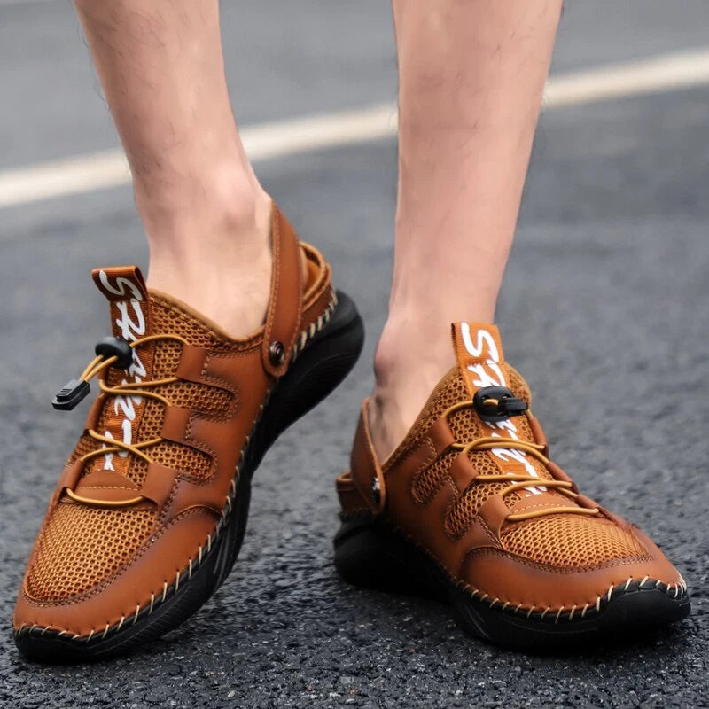 Summer Mens Sandals Mesh Beach OutdoorComfortable Rubber Non-slip Slipper