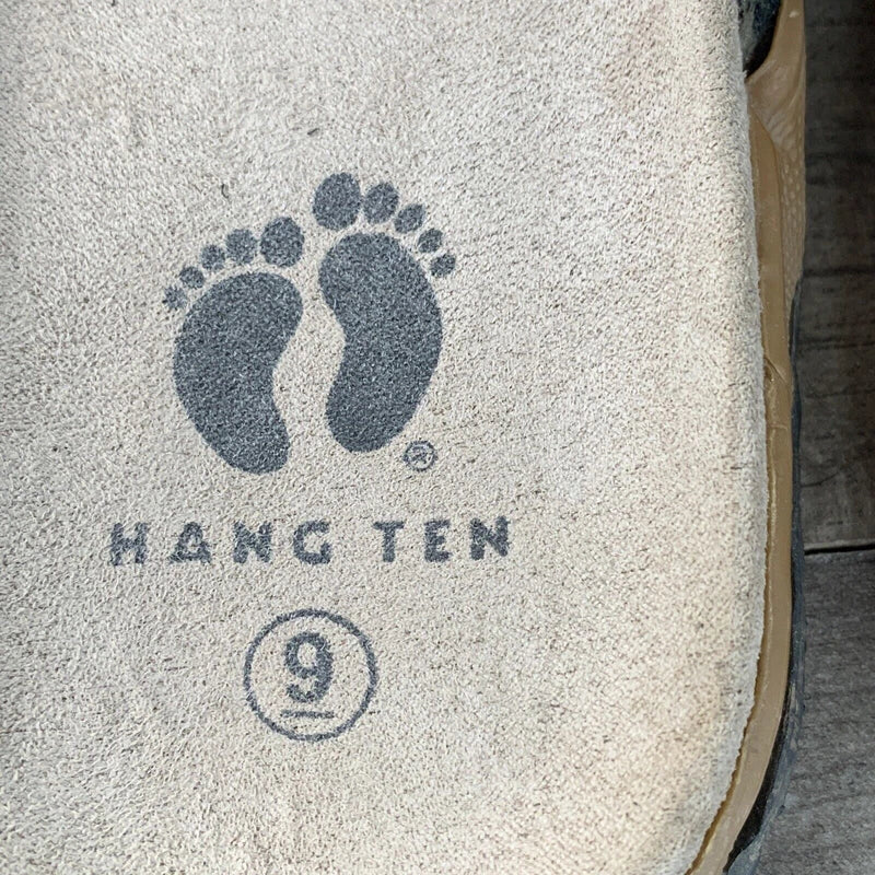 Hang Ten Mens Size 9 Suede Flip Flops Tong Sandals Black Slip On Rubber Soles