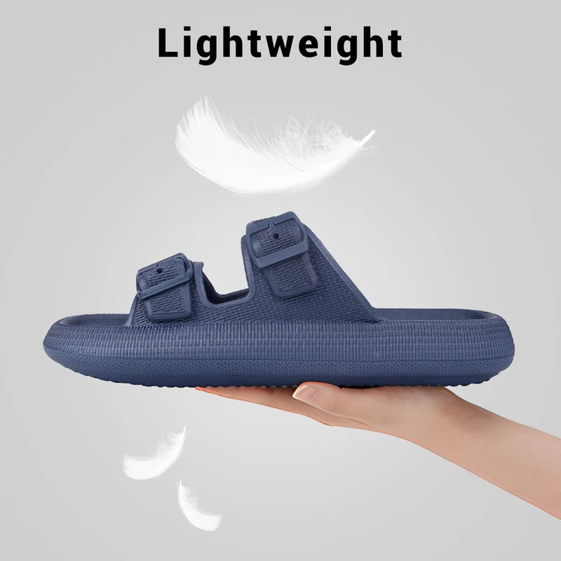 Cloud Slides for Women Men EVA Sandals Thick Sole Adjustable Buckles Slippers