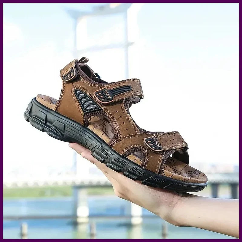 2025 New Genuine Leather Men's Sandals Summer Outdoor Non-slip Hiking