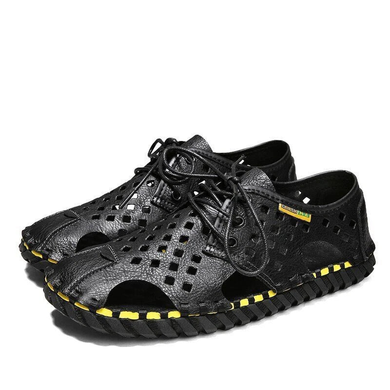 Men's Summer Sandals Casual Shoes Non-Slip Leather Outdoor Beach Slippers
