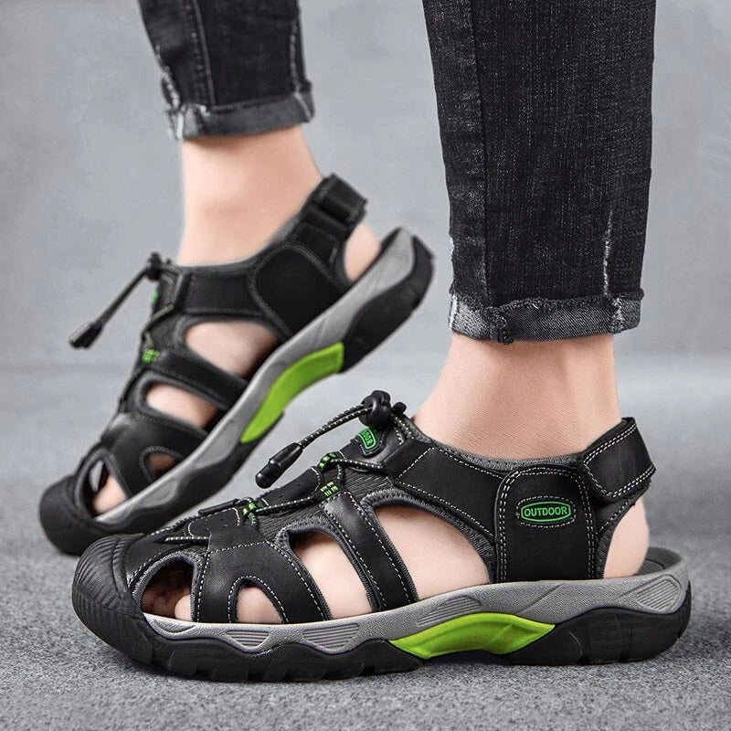 Summer Men's Sandals Leather Beach Rome Outdoor Wading Soft Bottom Slippers
