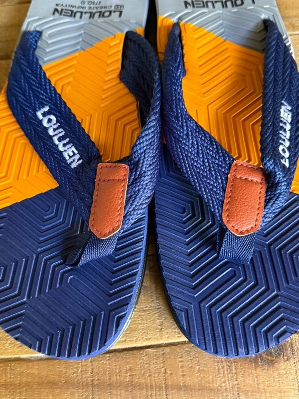 Mens Non Slip Flip Flops Size 45 US 11.5 Blue Orange Slippers Sandals Louluen