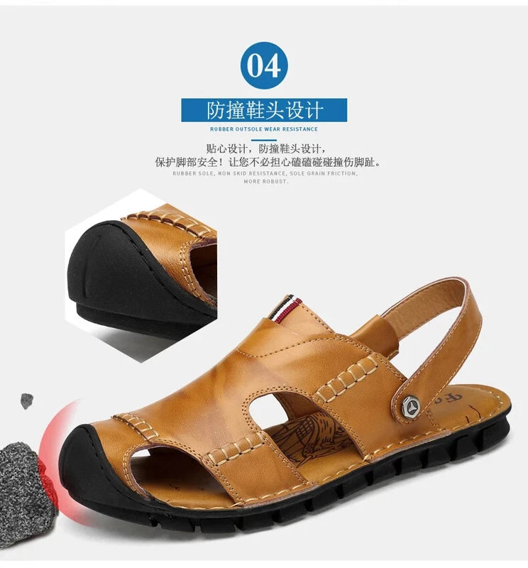 Men's Sandals Summer Breathable Beach Slippers Outdoor Sandals Flat Casual Shoes