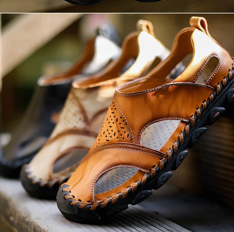 Summer Handmade Men's Sandals Casual Shoes Outdoor Non-slip Water Beach Slipper