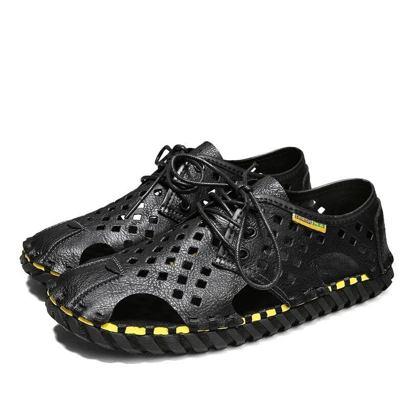 Men's Summer Sandals Casual Shoes Non-Slip Leather Outdoor Beach Slippers
