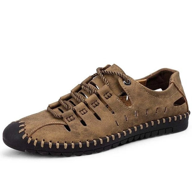 Summer Men's Sandals Breathable Casual Shoes Leather Outdoor Beach Slippers