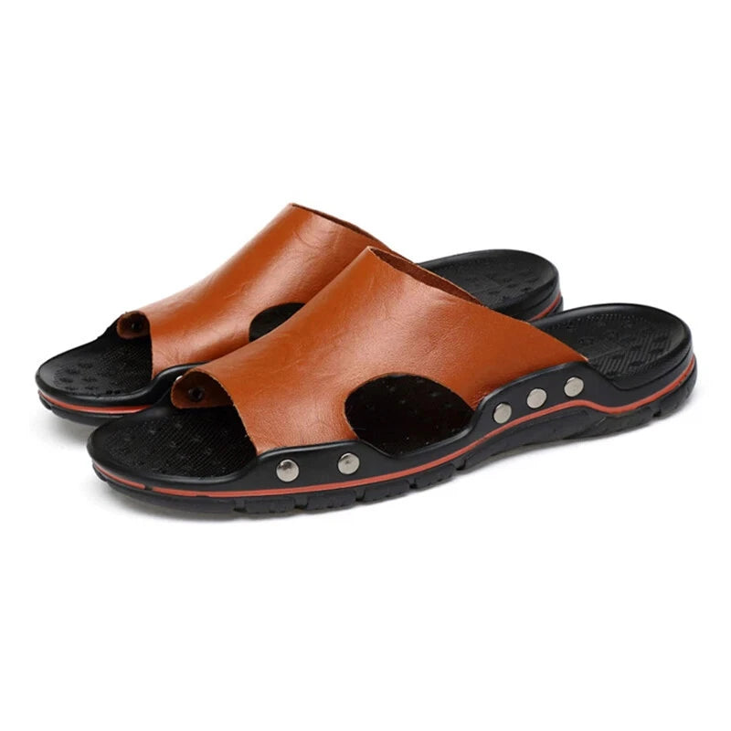 Men's Slippers Summer Outside Leather Sandals Big Size 39-48 Beach Slippers