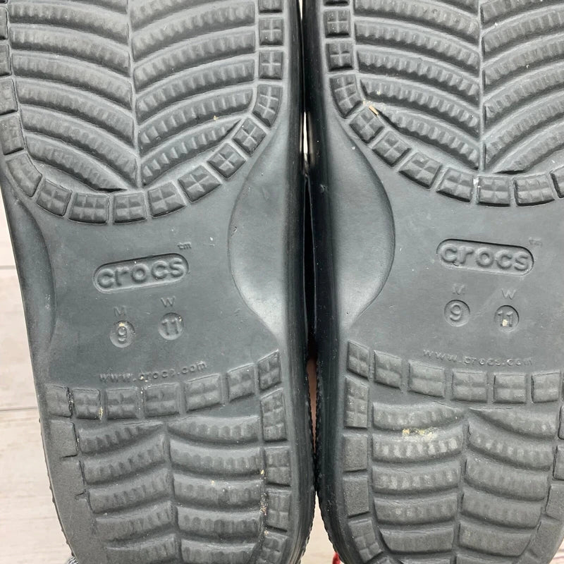 Crocs Sandals Mens Size 9 Womens 11 Black Two Strap Slide Beach Pool Shoes