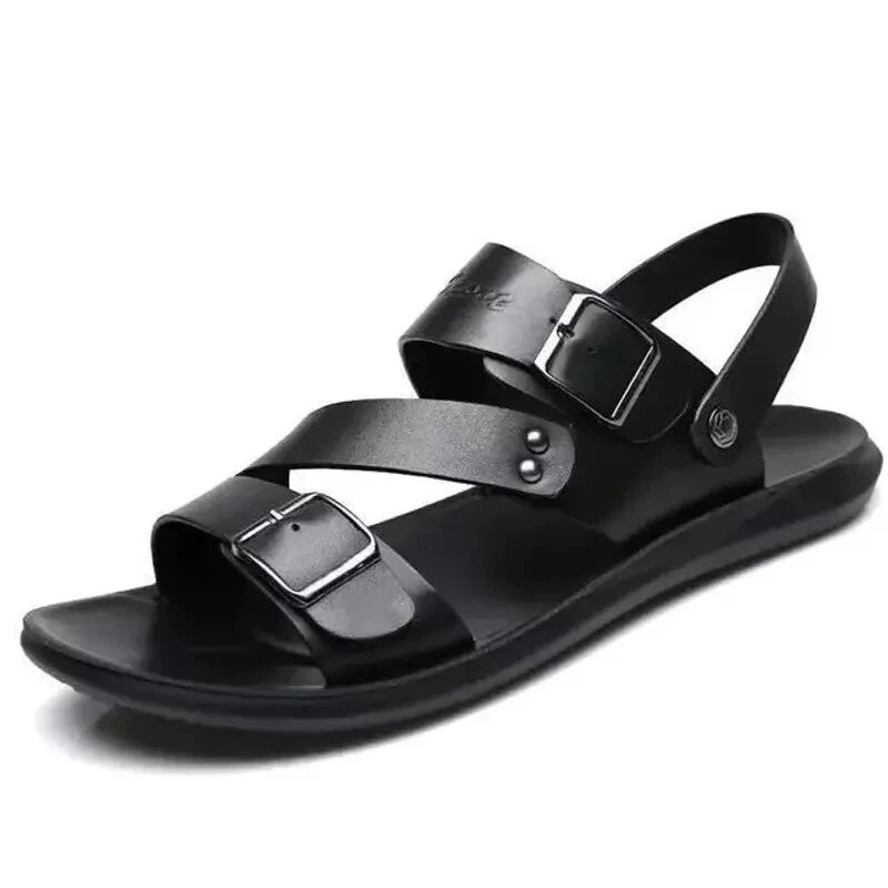 Men Leather Sandals Summer Slippers Casual Beach Shoes Sports Soft Home