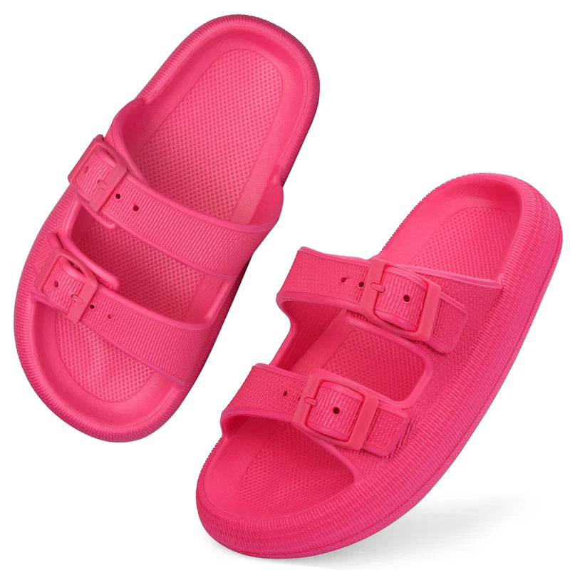 Cloud Slides for Women Men EVA Sandals Thick Sole Adjustable Buckles Slippers