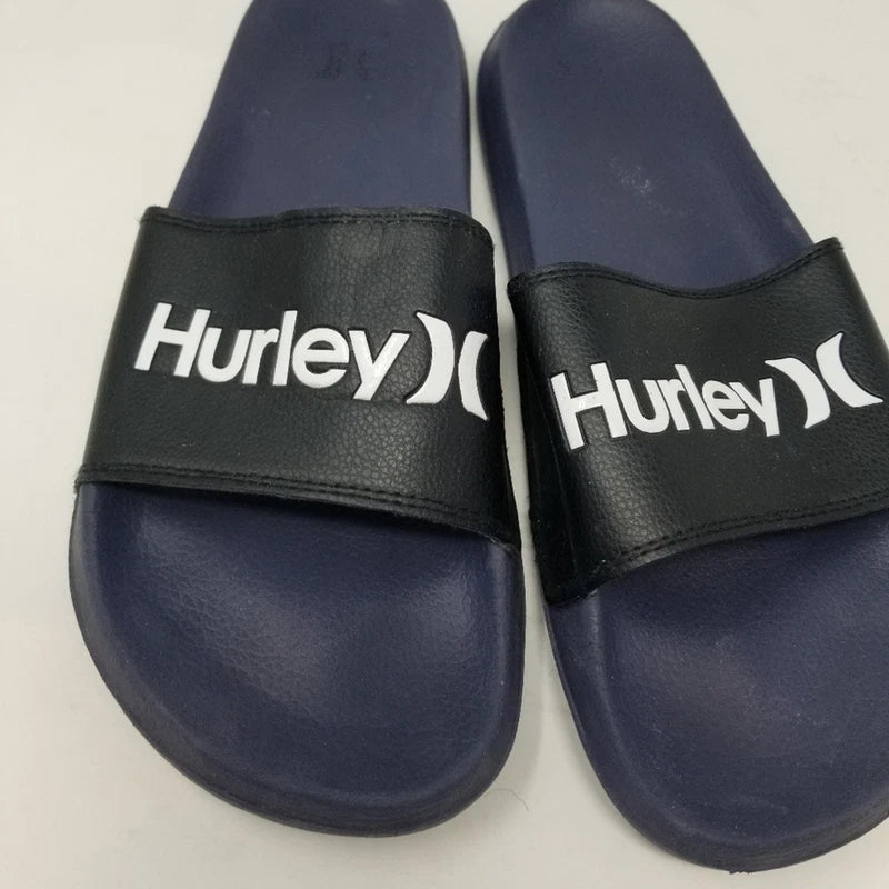 Hurley Men's Navy Black Flip Flops Sliper Slides Beach Shoes Comfortable Size 12