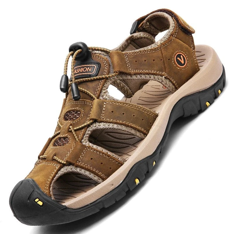 Summer Men's Sandals Breathable Casual Shoes Leather Outdoor Beach Slippers