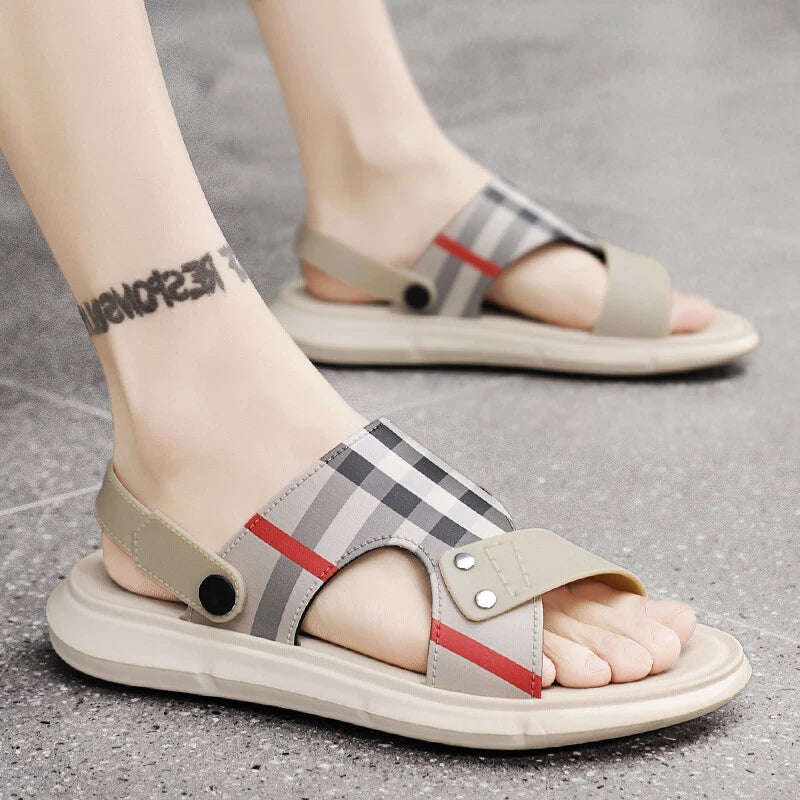Men Summer Genuine Leather Sandals Casual Sports Beach Shoes Soft Home Slippers