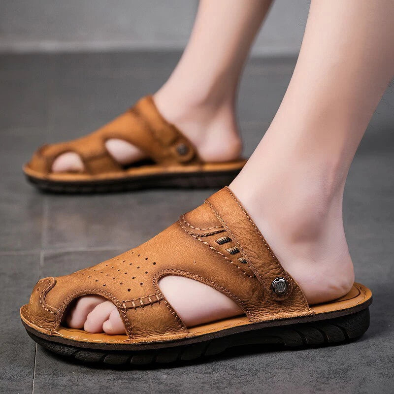 Men's Casual Genuine Leather Comfortable Sandals Outdoor Shoes Beach Slippers