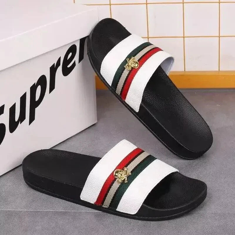 NEW Summer Slides Breathable Beach Sandals Flip Flops Mouth Men's Slippers Soft