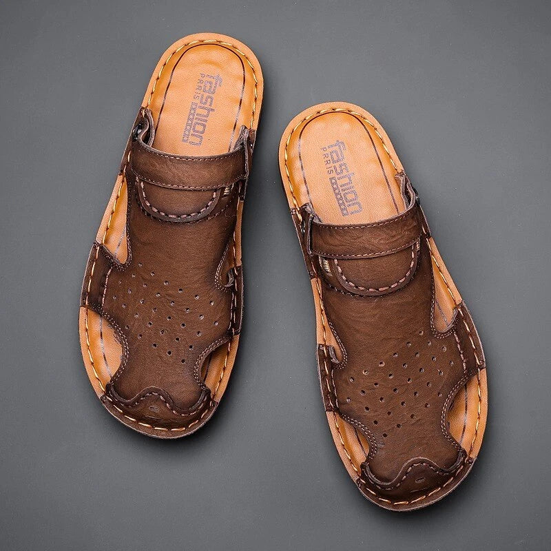 Men's Casual Genuine Leather Comfortable Sandals Outdoor Shoes Beach Slippers
