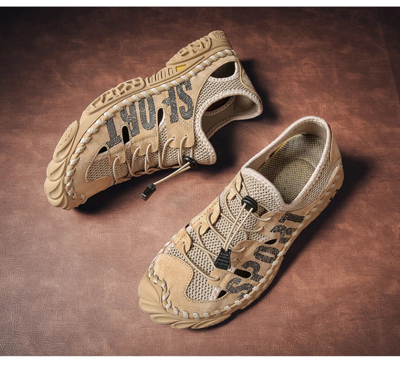 Men Sandals Breathable Slip-on Casual Beach Outdoor Non-slip Mesh Slippers