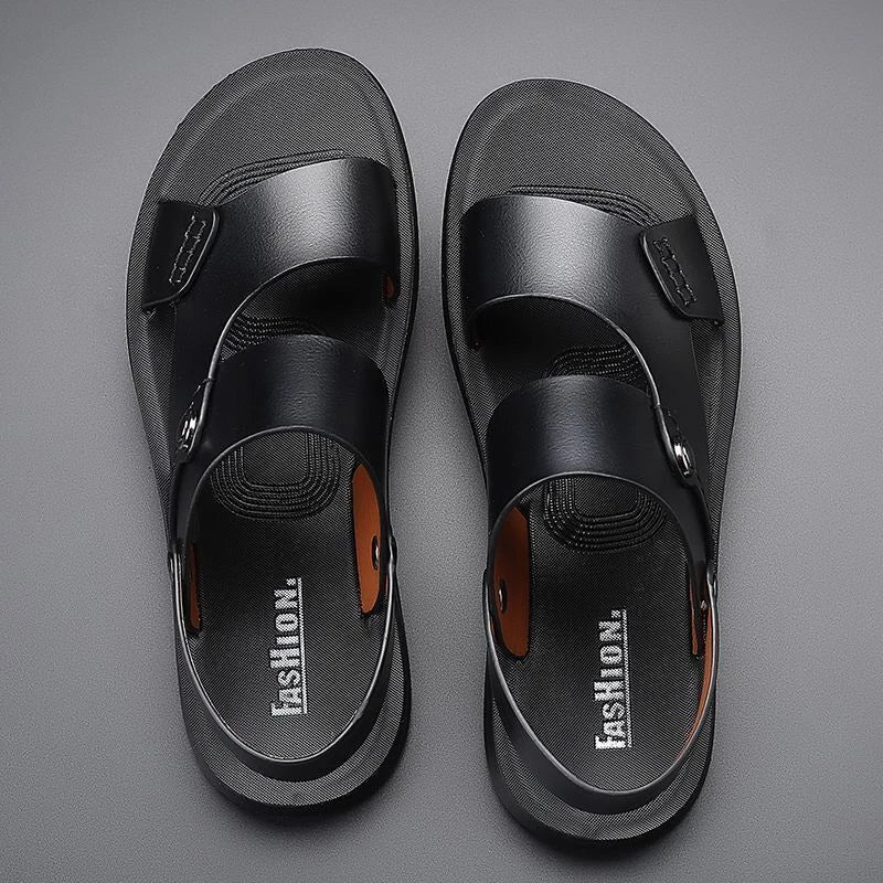 Blue Summer Men Microfiber Leather Sandals Casual Sports Beach Shoes Slippers