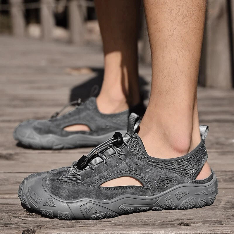 Genuine Leather Sandals Non-slip Men's Sneakers Breathable Mesh Beach Slipper