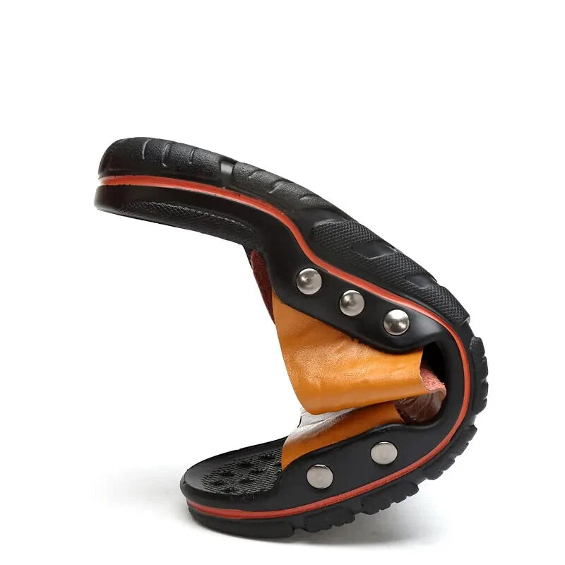 Men's Slippers Summer Outside Leather Sandals Big Size 39-48 Beach Slippers