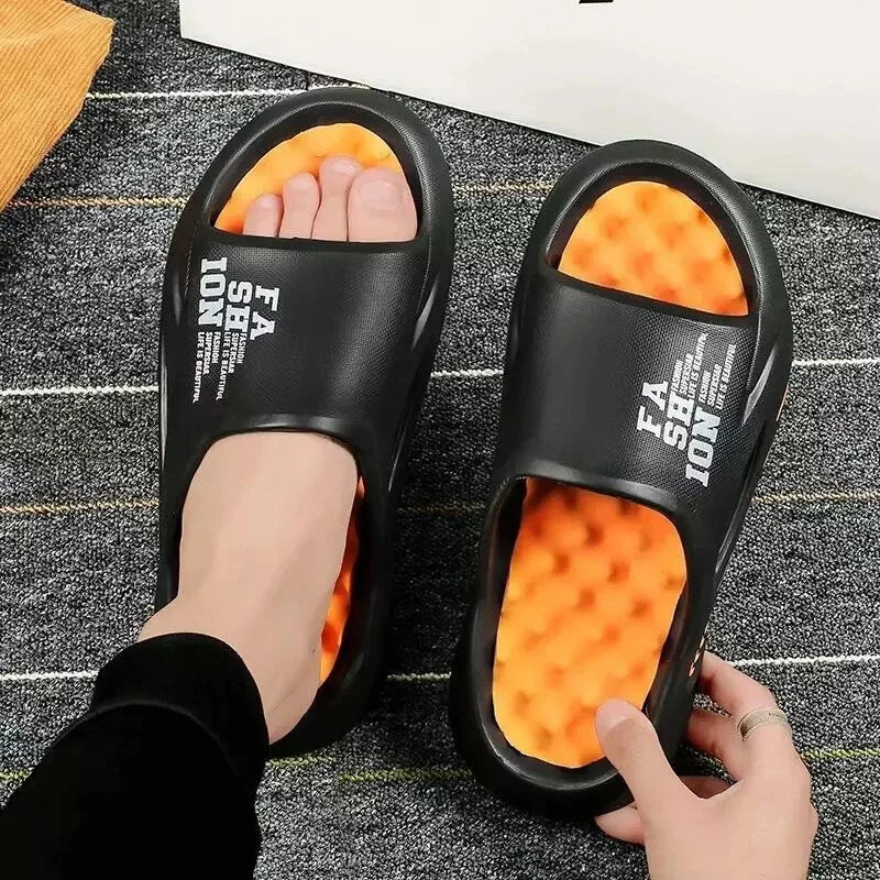 2024 Summer Men Massage Slippers Sides Indoor Outdoor Sandals Beach Casual Shoes