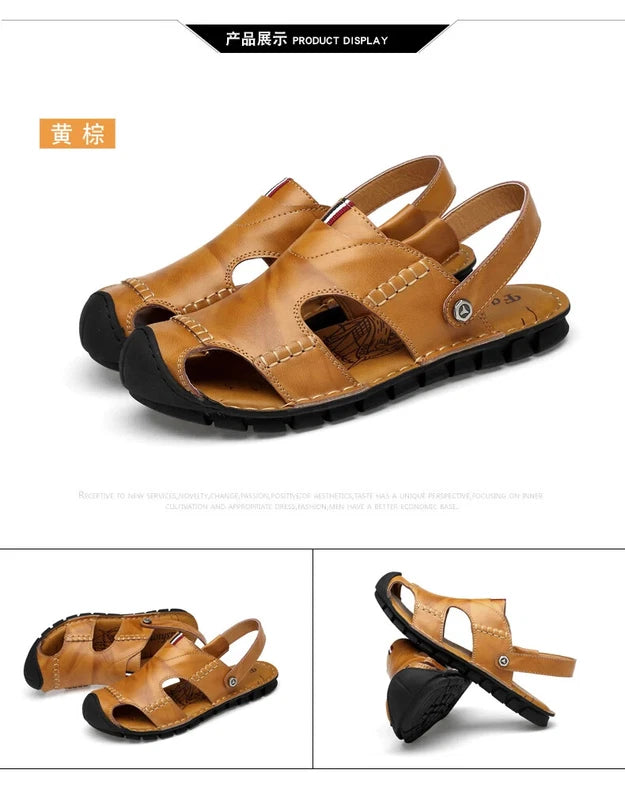 Men's Sandals Summer Breathable Beach Slippers Outdoor Sandals Flat Casual Shoes