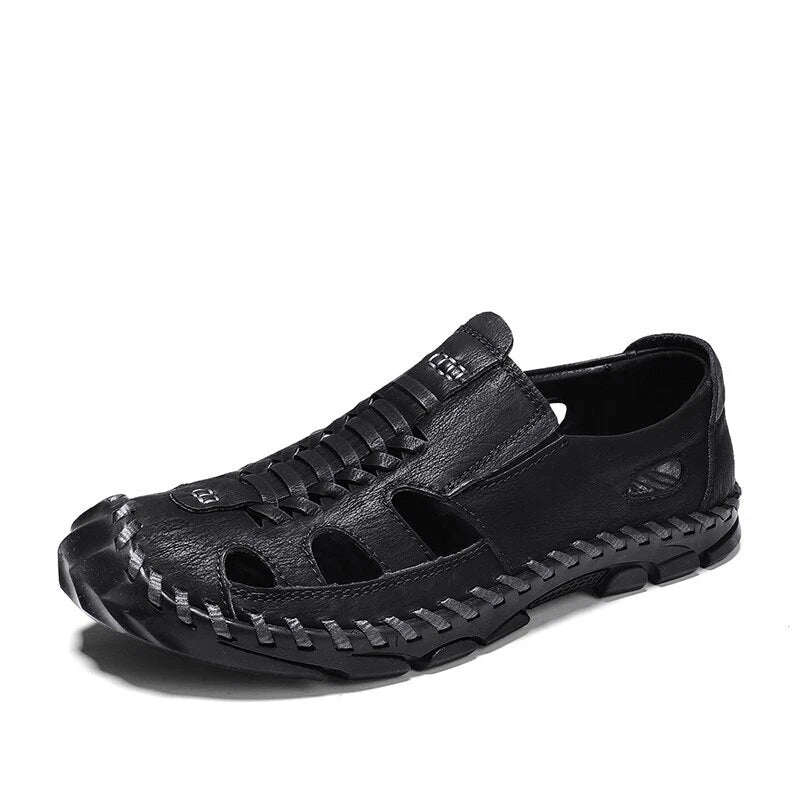 Men's Leather Sandals Non-slip Hiking Beach Slippers Soft Bottom Casual Shoes