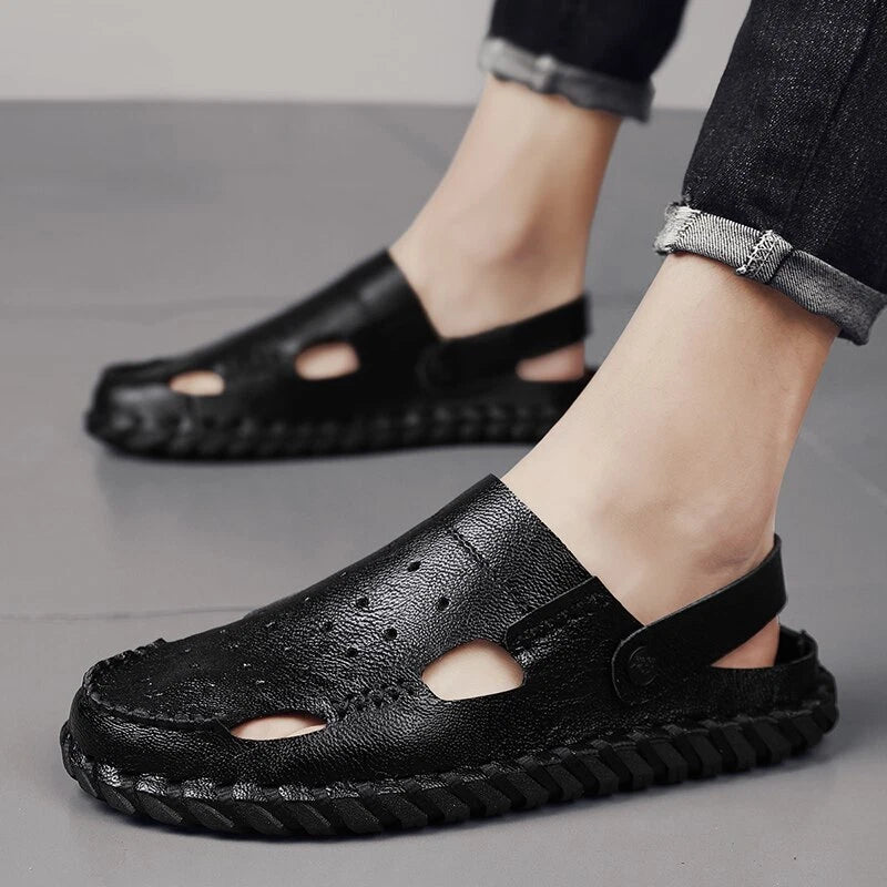 Summer Men's Beach Slippers Outdoor Water Genuine Leather Sandals Casual Shoes